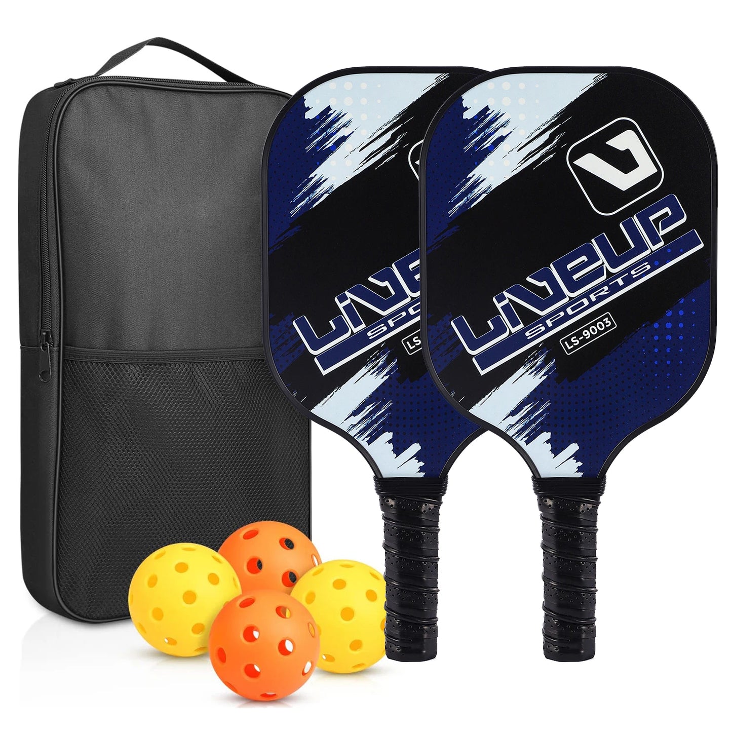 Pickleball Paddles Set of 2 USAPA Approved Fiberglass Pickle Ball Paddles with 4 Pickle Balls Durable Racket for Beginners