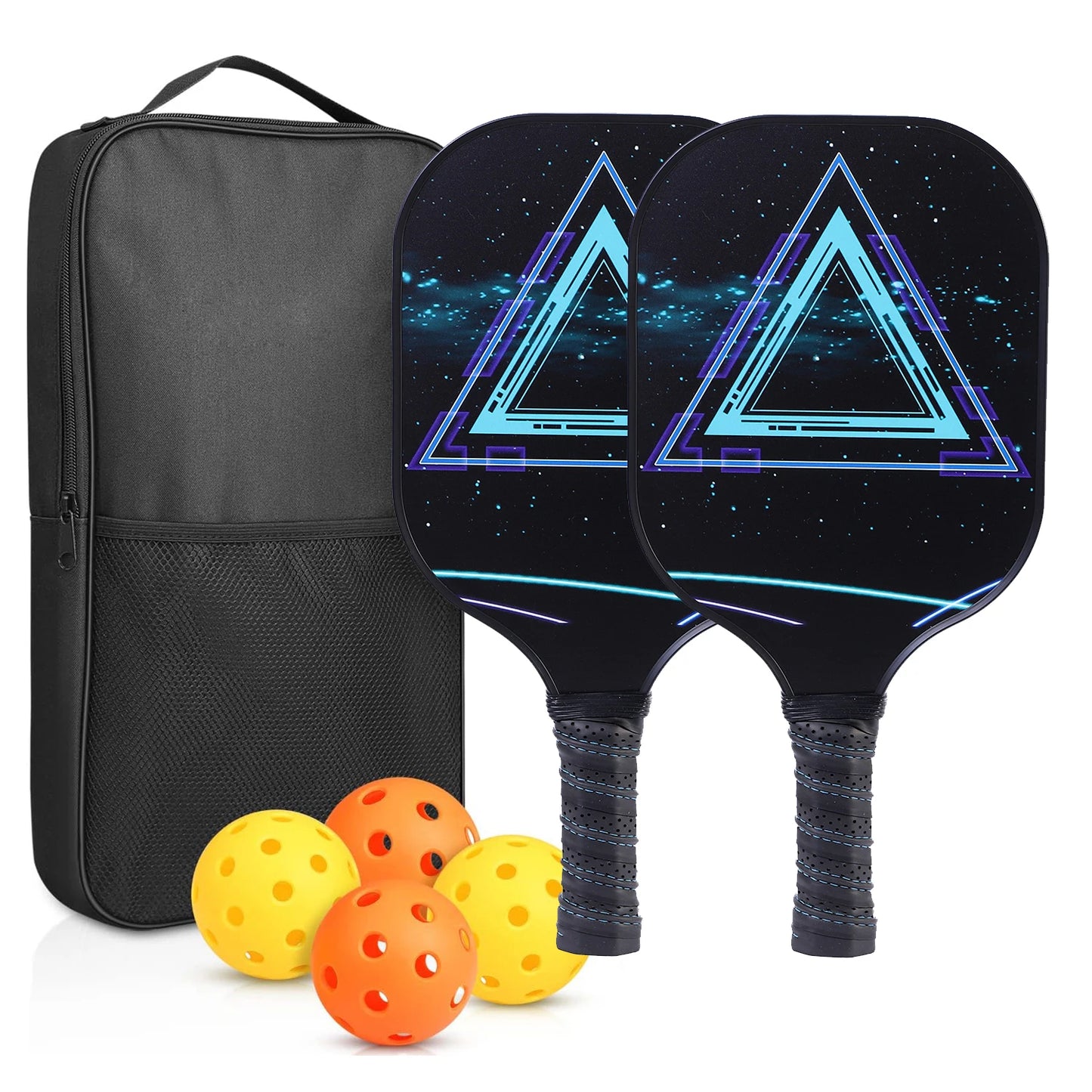 Pickleball Paddles Set of 2 USAPA Approved Fiberglass Pickle Ball Paddles with 4 Pickle Balls Durable Racket for Beginners