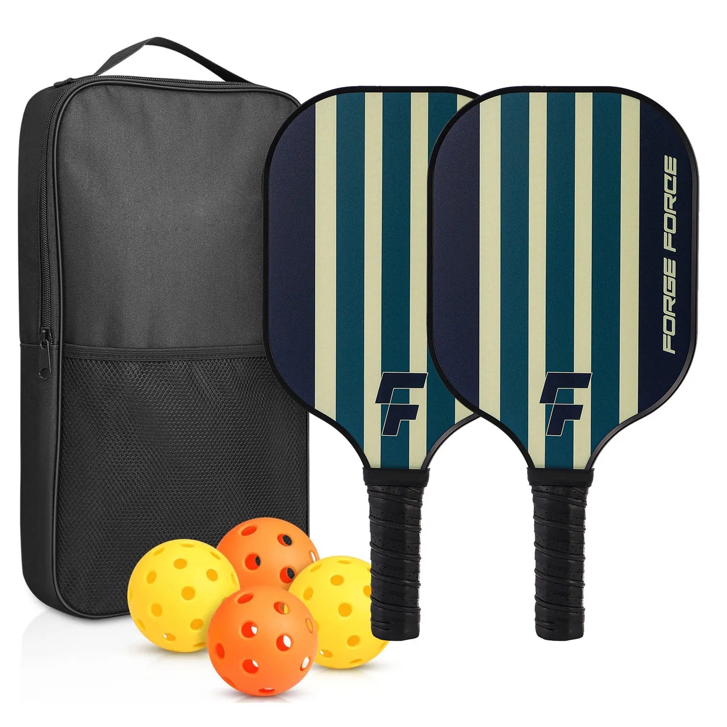 Pickleball Paddles Set of 2 USAPA Approved Fiberglass Pickle Ball Paddles with 4 Pickle Balls Durable Racket for Beginners