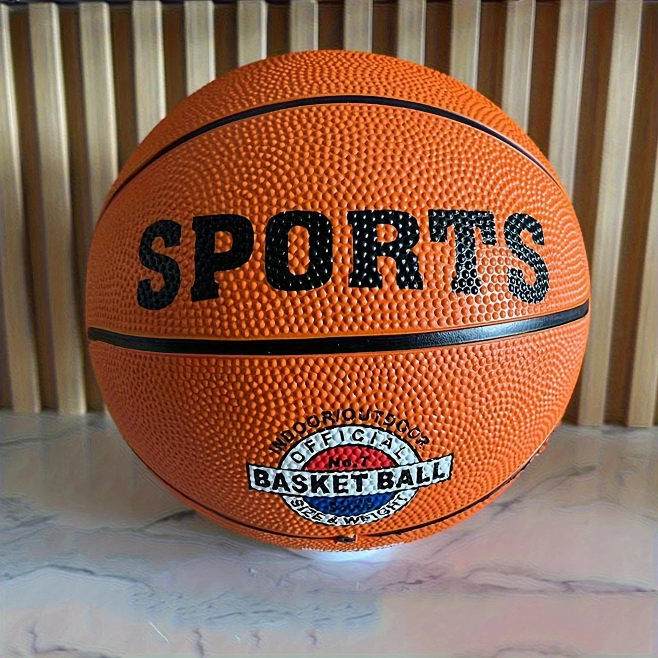 A teenager adult number 3/5/7 rotating basketball - brown high quality rubber material, very elastic - with sports logo and badg
