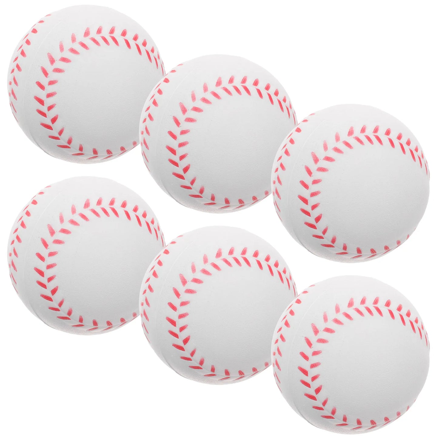 6pcs 8 Inch White Training Baseballs Soft PU Sponge Balls Practice Safe Children Beginner Sports Equipment
