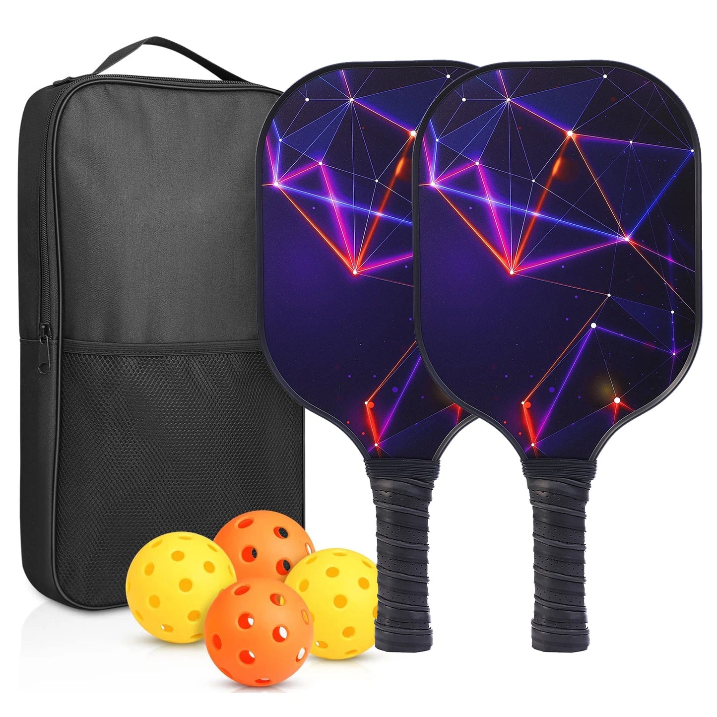 Pickleball Paddles Set of 2 USAPA Approved Fiberglass Pickle Ball Paddles with 4 Pickle Balls Durable Racket for Beginners
