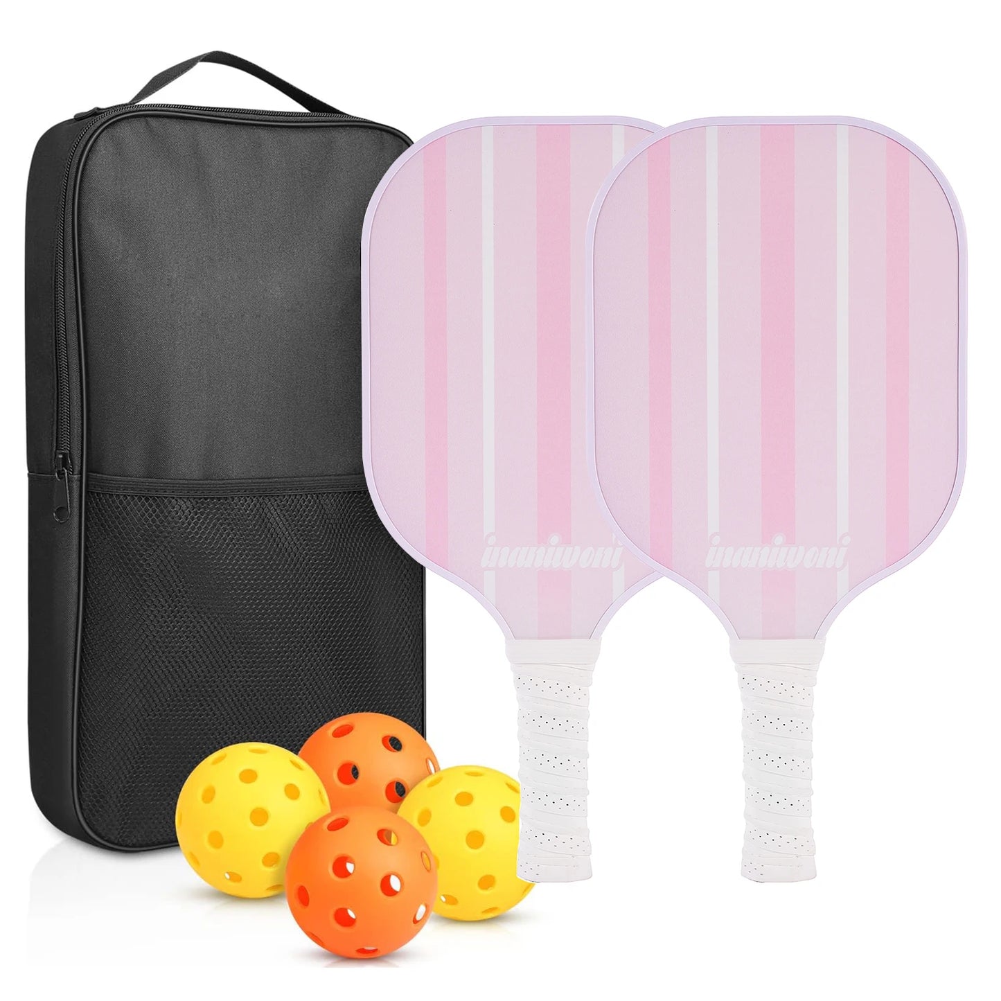 Pickleball Paddles Set of 2 USAPA Approved Fiberglass Pickle Ball Paddles with 4 Pickle Balls Durable Racket for Beginners