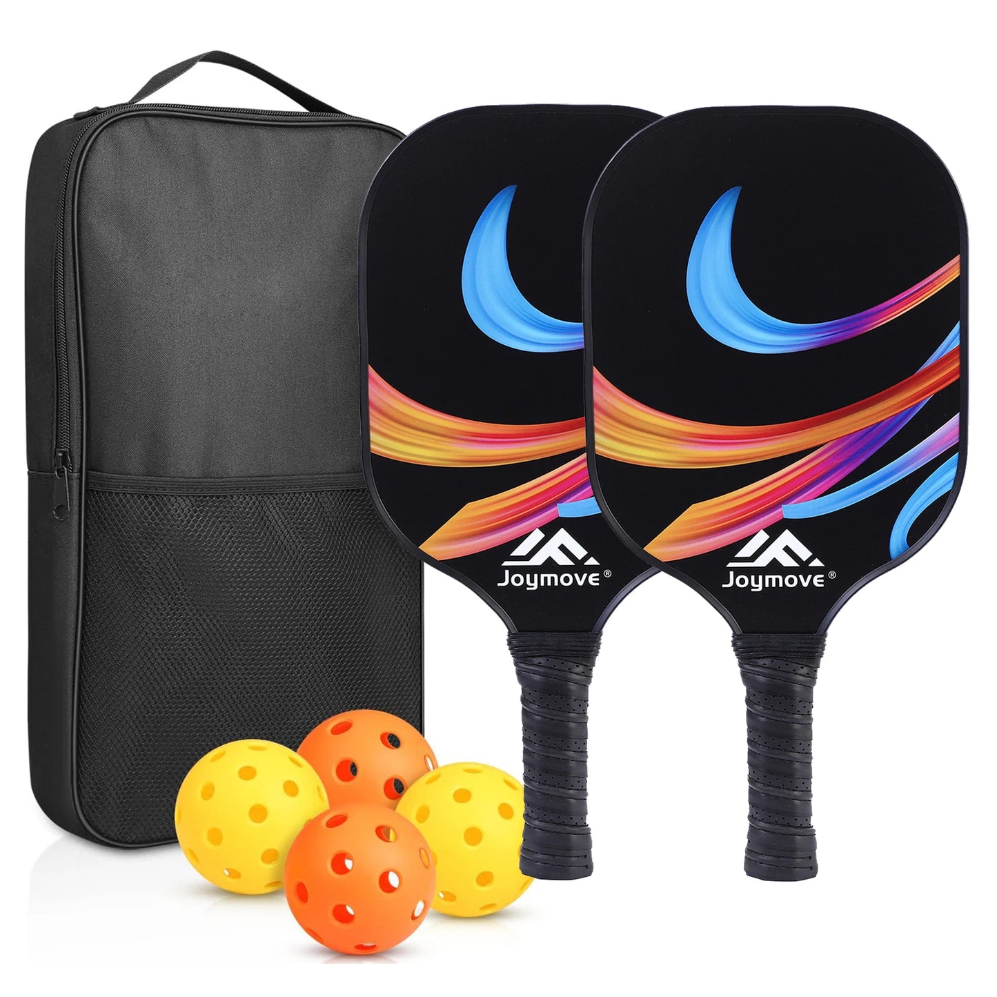 Pickleball Paddles Set of 2 USAPA Approved Fiberglass Pickle Ball Paddles with 4 Pickle Balls Durable Racket for Beginners