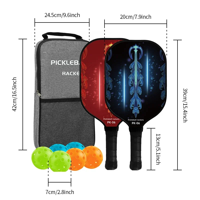 Pickleball Paddles Set USAPA Compliant Fiberglass Surface Enhanced Power with Pickleball Bag Best Gift for Beginners