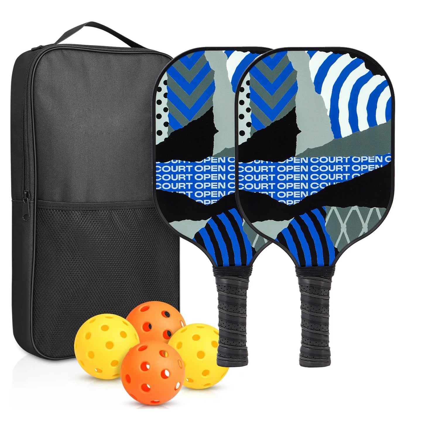 Pickleball Paddles Set of 2 USAPA Approved Fiberglass Pickle Ball Paddles with 4 Pickle Balls Durable Racket for Beginners