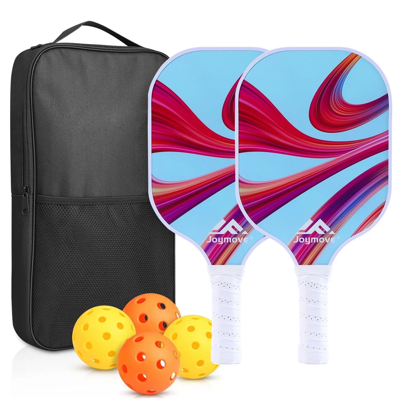 Pickleball Paddles Set of 2 USAPA Approved Fiberglass Pickle Ball Paddles with 4 Pickle Balls Durable Racket for Beginners
