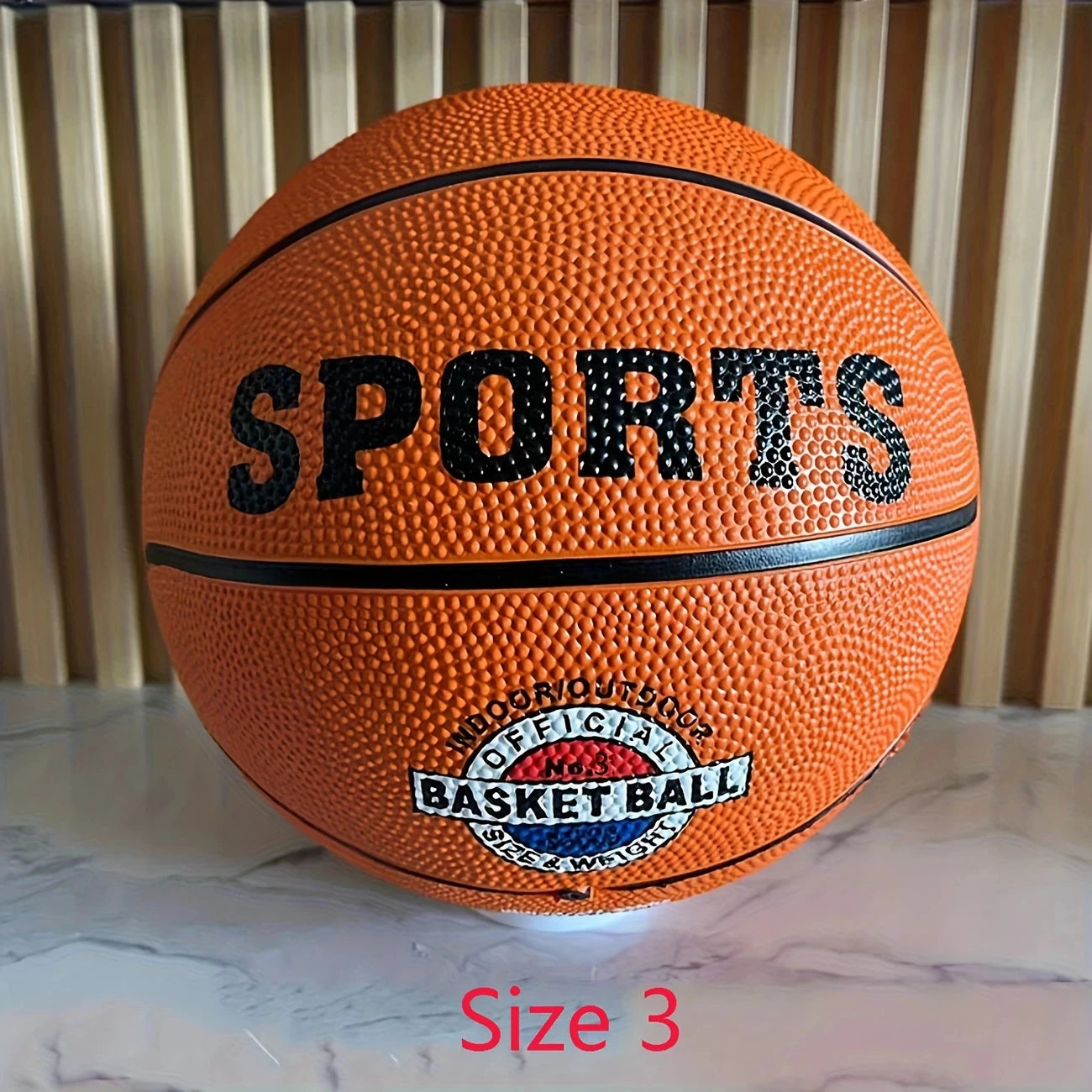 A teenager adult number 3/5/7 rotating basketball - brown high quality rubber material, very elastic - with sports logo and badg