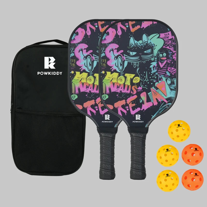 Pickleball Paddles with 2 Rackets | 1 Pack And 5 Balls Sets | Glass Fiber PP Honeycomb Core | Ideal for Beginners in Pickleball