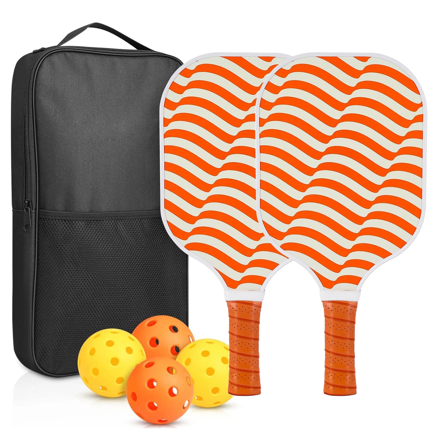Pickleball Paddles Set of 2 USAPA Approved Fiberglass Pickle Ball Paddles with 4 Pickle Balls Durable Racket for Beginners