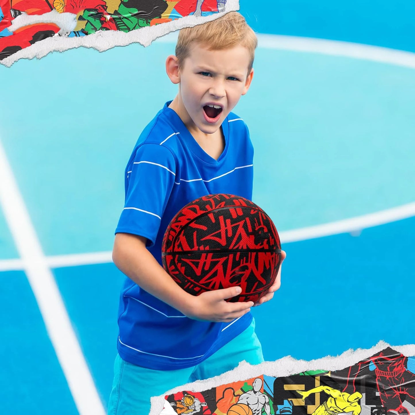Basketball Rubber Basketball Size 7 Outdoor Cement Court Training Sports Ball For Adults Youth Professional Game Equipment