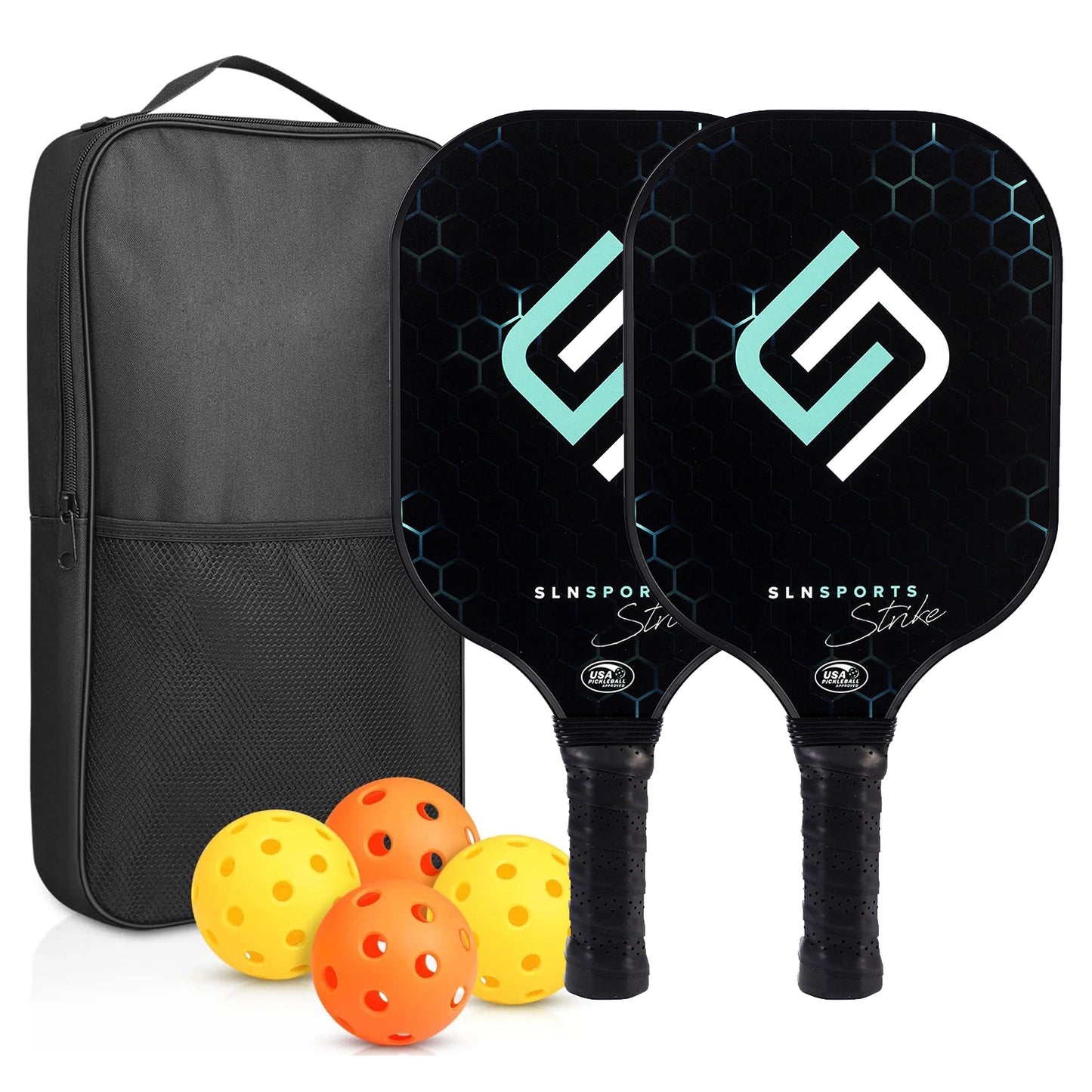 Pickleball Paddles Set of 2 USAPA Approved Fiberglass Pickle Ball Paddles with 4 Pickle Balls Durable Racket for Beginners