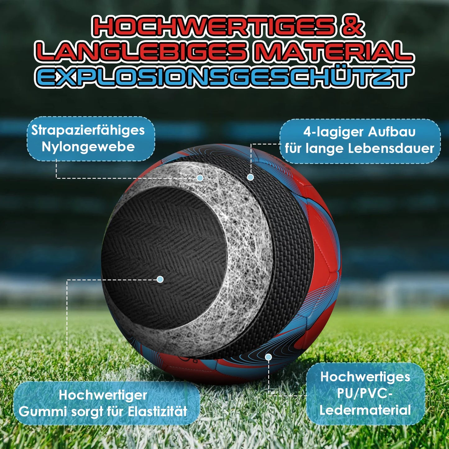 Soccer Ball Size 5 For Youth Children's Students Games and Training Players Enhanced Outdoor Outstanding Durability