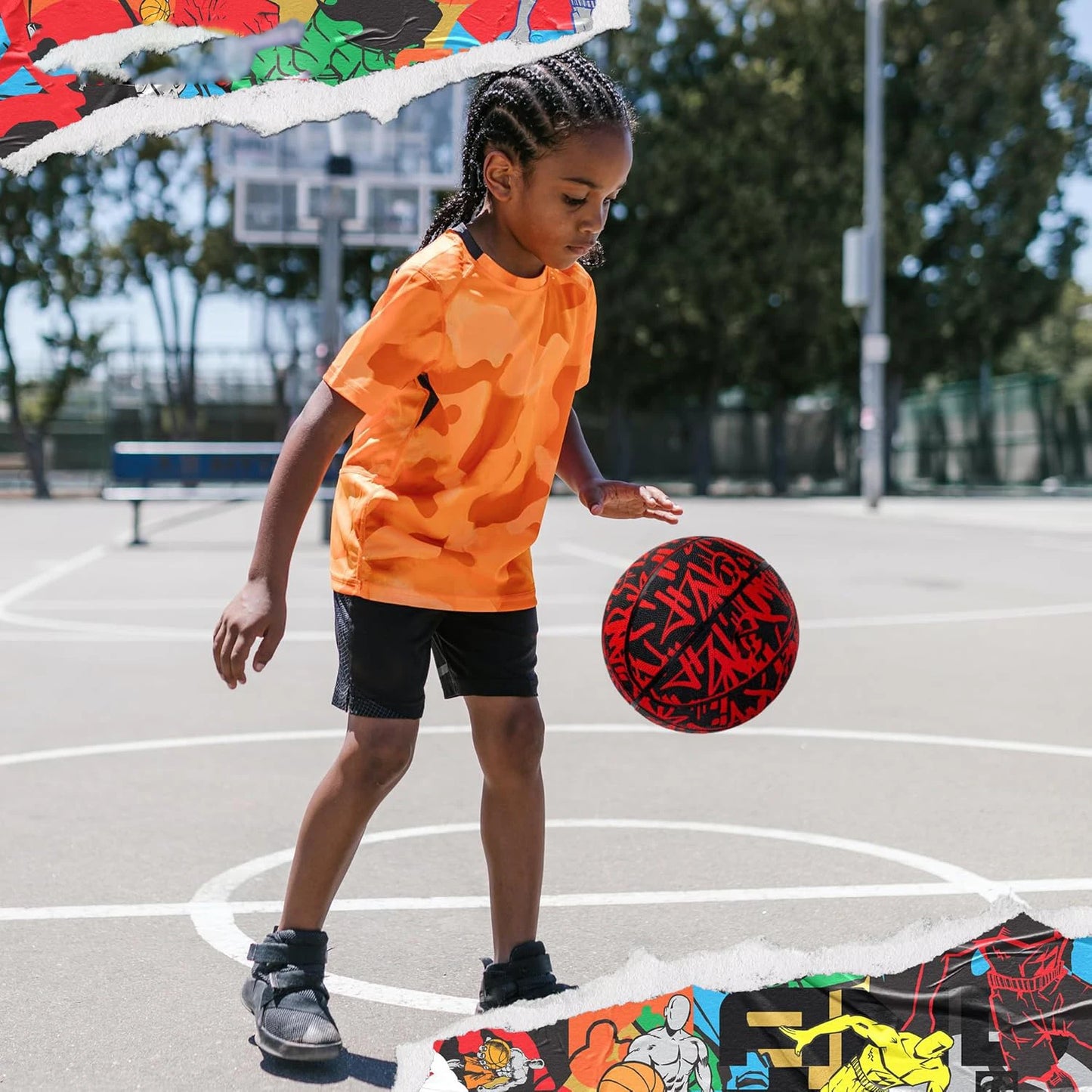 Basketball Rubber Basketball Size 7 Outdoor Cement Court Training Sports Ball For Adults Youth Professional Game Equipment