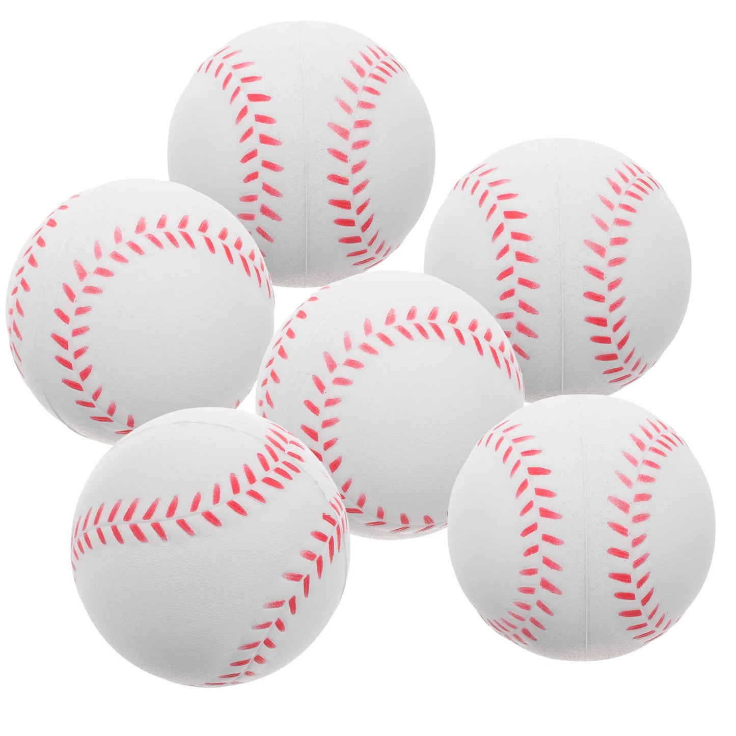 6pcs 8 Inch White Training Baseballs Soft PU Sponge Balls Practice Safe Children Beginner Sports Equipment
