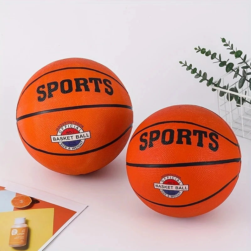 A teenager adult number 3/5/7 rotating basketball - brown high quality rubber material, very elastic - with sports logo and badg