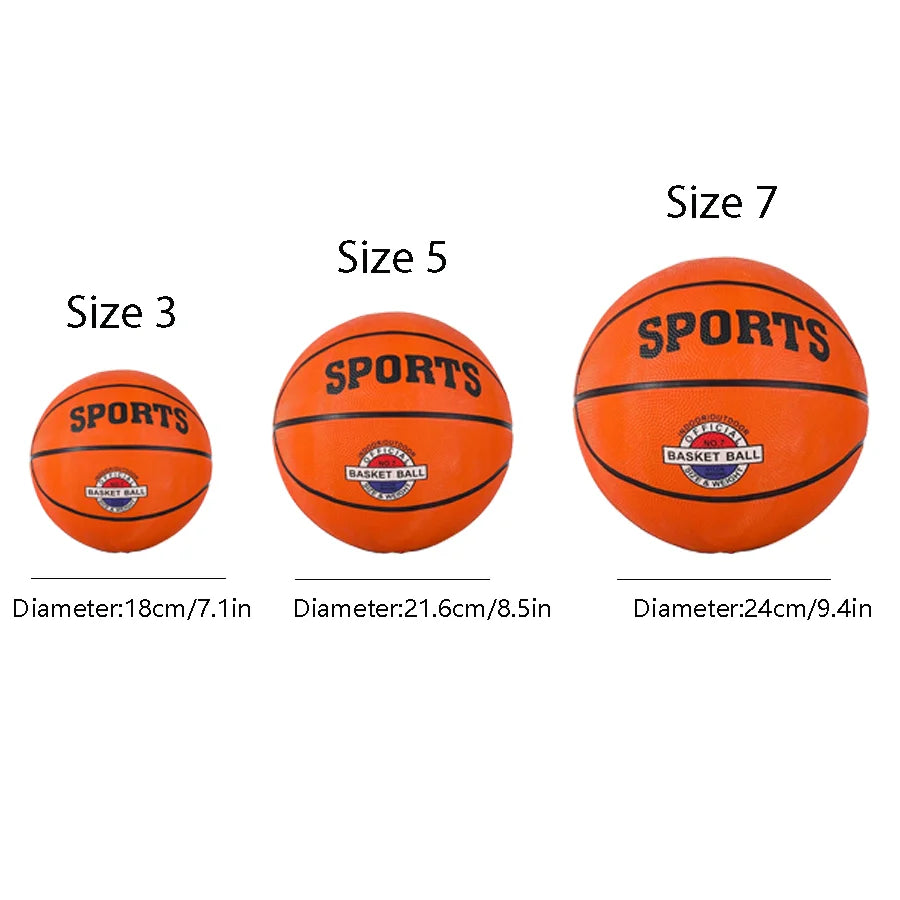 A teenager adult number 3/5/7 rotating basketball - brown high quality rubber material, very elastic - with sports logo and badg