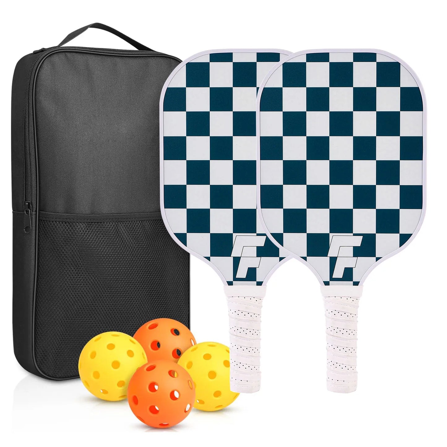 Pickleball Paddles Set of 2 USAPA Approved Fiberglass Pickle Ball Paddles with 4 Pickle Balls Durable Racket for Beginners