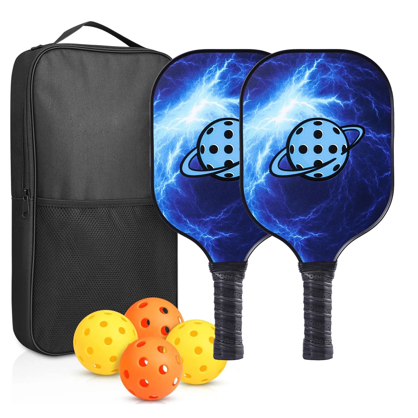 Pickleball Paddles Set of 2 USAPA Approved Fiberglass Pickle Ball Paddles with 4 Pickle Balls Durable Racket for Beginners