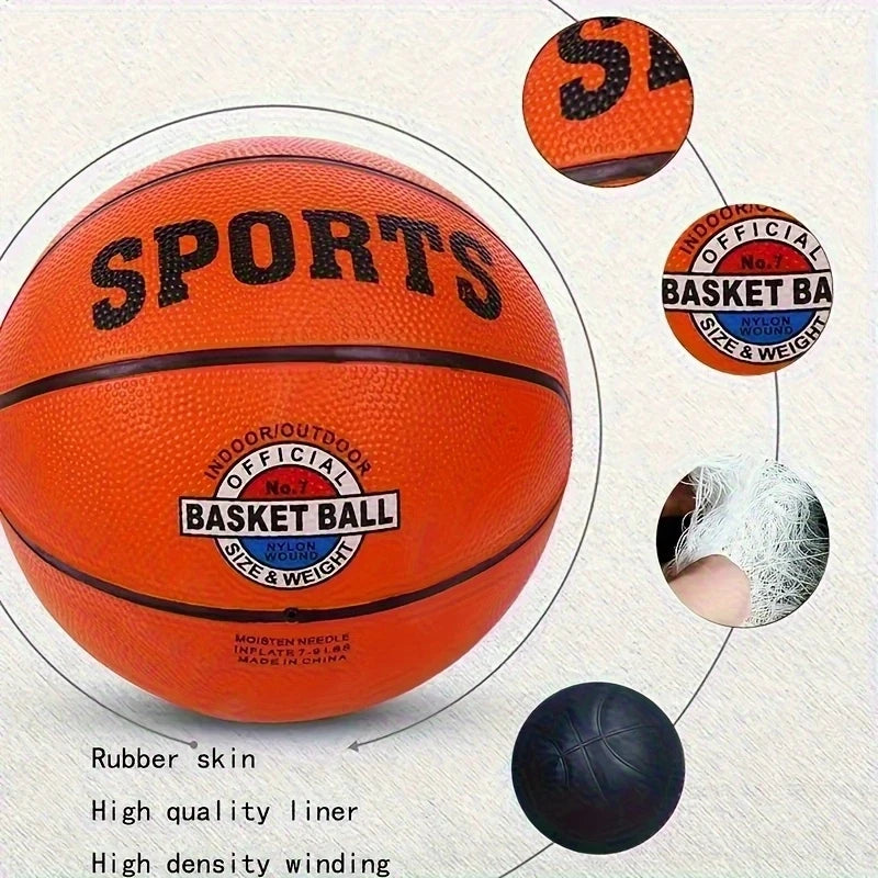 A teenager adult number 3/5/7 rotating basketball - brown high quality rubber material, very elastic - with sports logo and badg