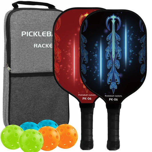 Pickleball Paddles Set USAPA Compliant Fiberglass Surface Enhanced Power with Pickleball Bag Best Gift for Beginners