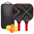 Pickleball Paddles Set of 2 USAPA Approved Fiberglass Pickle Ball Paddles with 4 Pickle Balls Durable Racket for Beginners