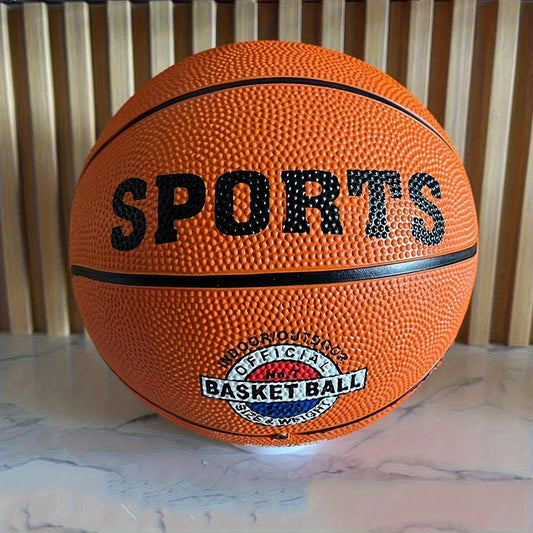 A teenager adult number 3/5/7 rotating basketball - brown high quality rubber material, very elastic - with sports logo and badg