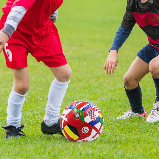 Professional Football Soccer Ball Size 5 Red Green Goal Team Match Training Balls for Outdoor & Indoor Match or Game